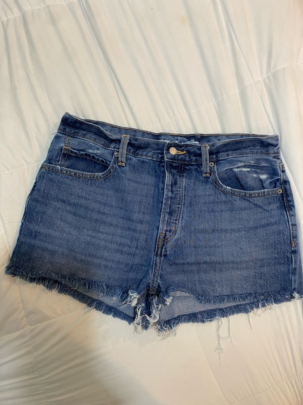 Old Navy Medium Blue Denim Cutoff Shorts with Frayed Hem